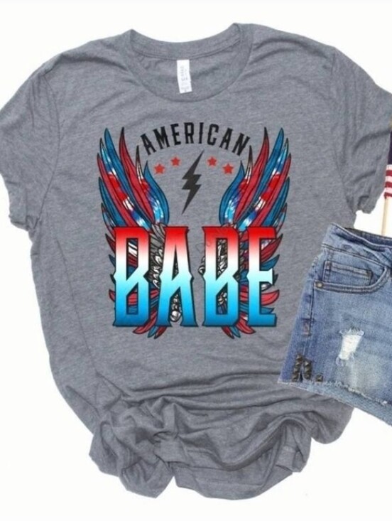 Bella Canvas Tops - American Babe Short Sleeve Tee - Gray - NWT